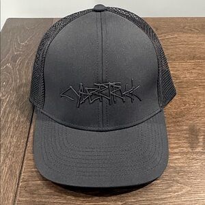 Black Trucker Hat with Raised Script Logo TESLA